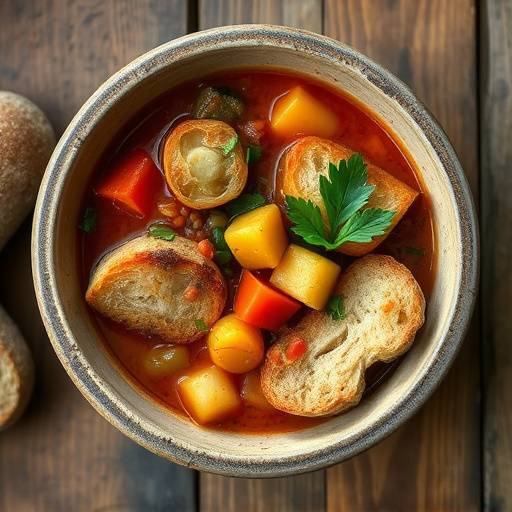 Un piatto di ribollita toscana, una zuppa di pane e verdure tradizionale