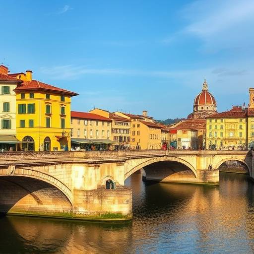 Vista del Ponte Vecchio a Firenze sull'Arno